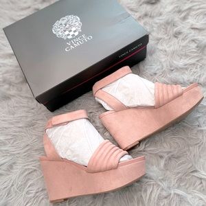 NWT Vince Camuto pink suede platform wedges